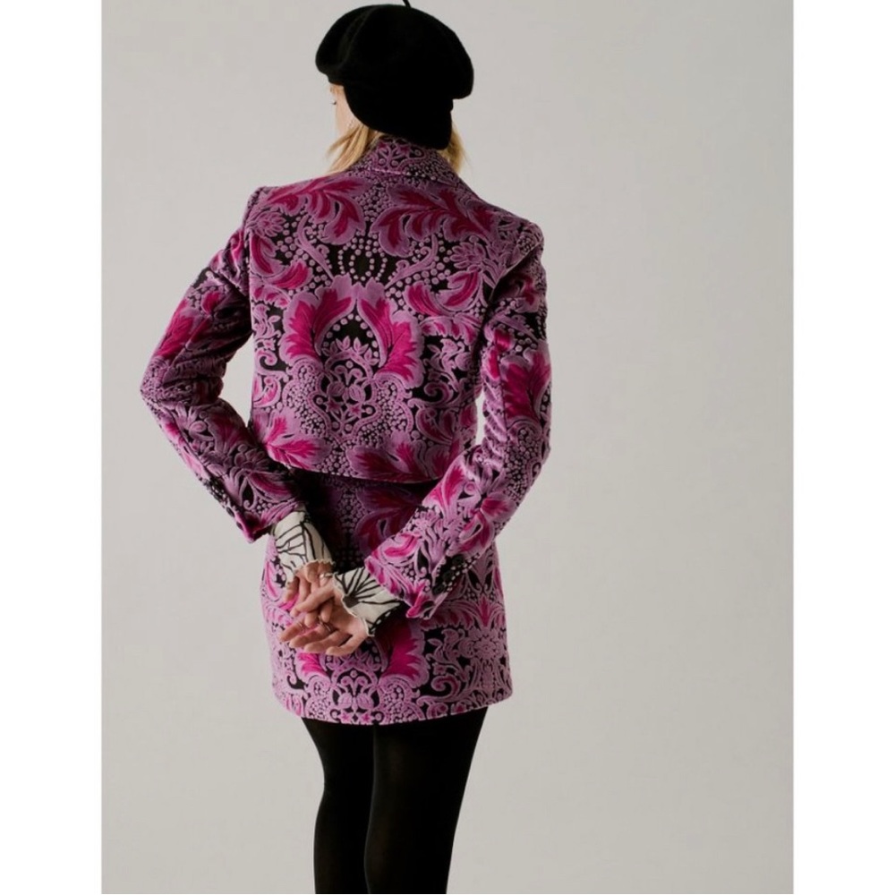 Free People Anna Sui Purple Paisley Velvet Skirt and Blazer Set Block Party Set - Picture 3 of 6